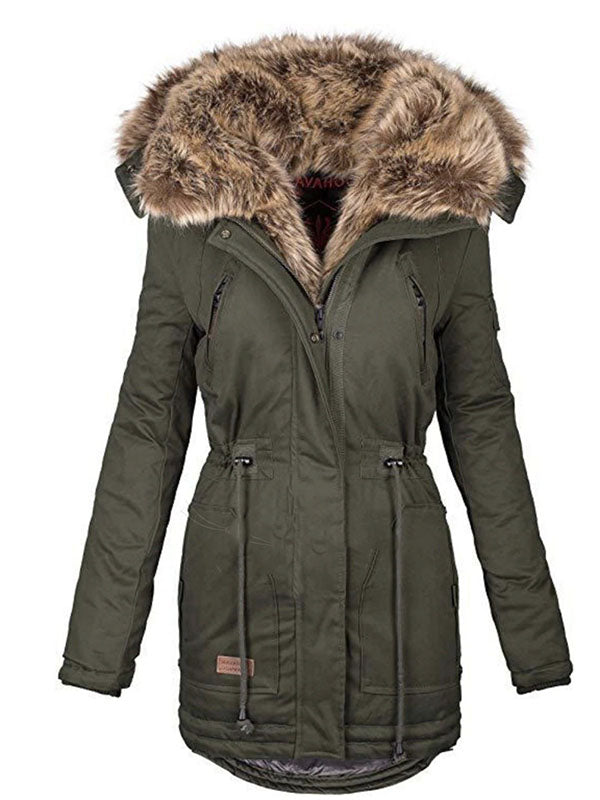 Women's slim zipper mid-length down jacket