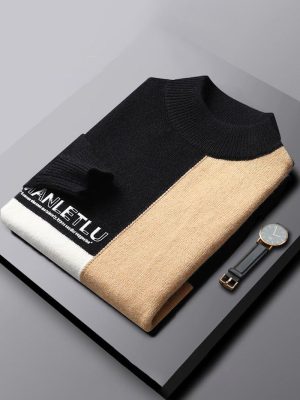 Men's casual autumn and winter color matching sweater