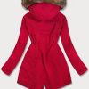 Teddy bear red ladies winter parka coat
