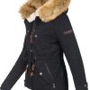 Warm ladies designer winter jacket with hood and teddy fur