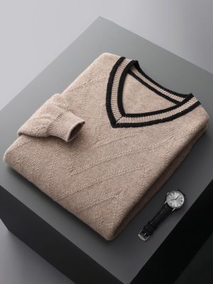 Men's collar stripe business high-end casual sweater