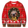 Unisex 3D Animal Sloth Print Christmas Sweatshirt / [blueesa] /