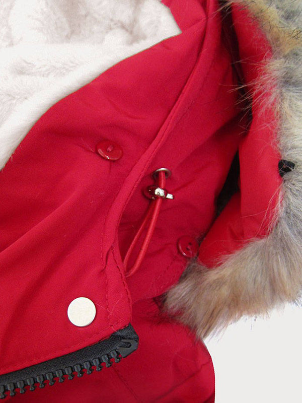 Teddy bear red ladies winter parka coat