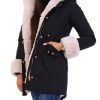 Ladies winter parka coat WANESA black and natural fur...