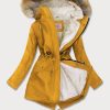 Teddy bear yellow ladies winter parka coat