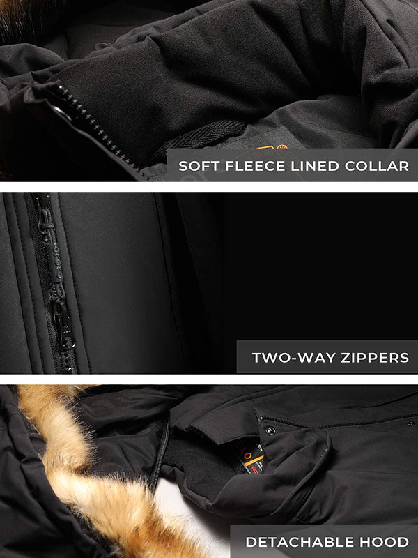 Women's warm parka jacket with battery