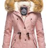 Warm ladies designer winter jacket with hood and teddy fur