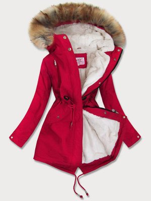 Teddy bear red ladies winter parka coat