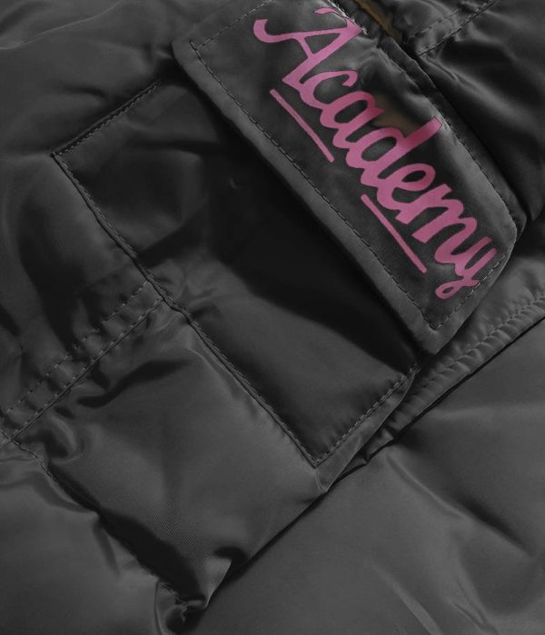 Women's short oversized winter jacket black/pink