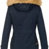 Warm ladies designer winter jacket with hood and teddy fur