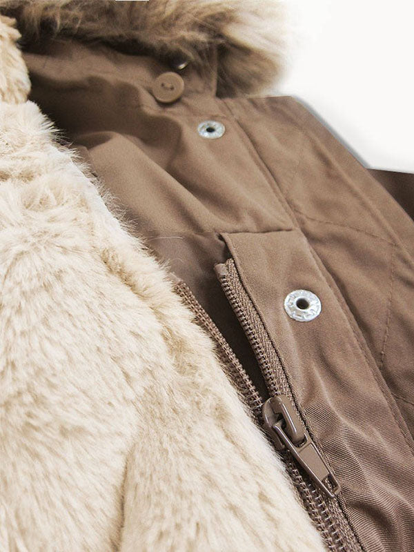 Lining brown ladies parka coat