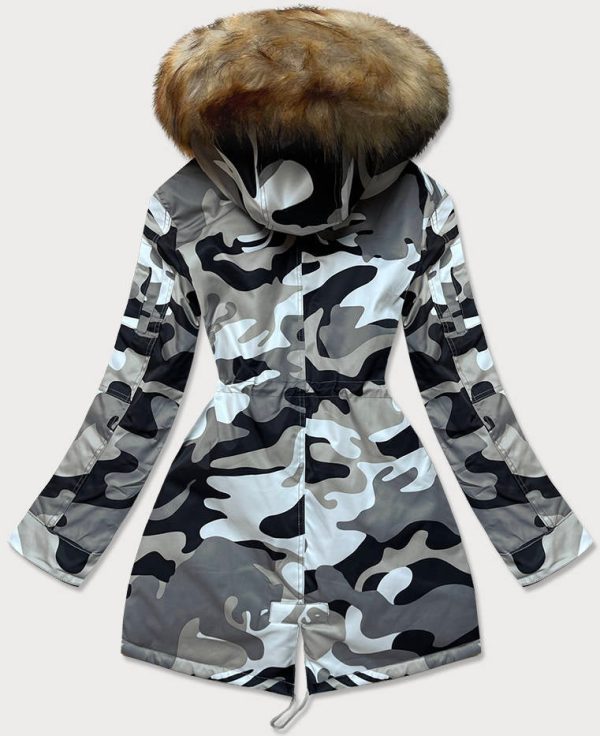 Ladies grey camouflage winter parka coat