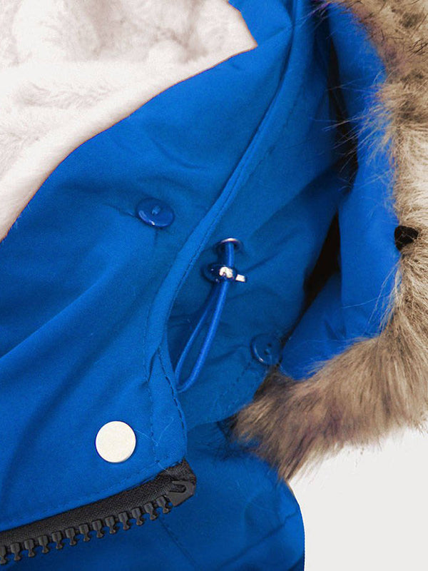 Teddy bear blue ladies winter parka coat