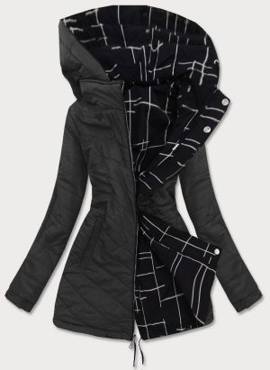 Double-sided wear ladies parka jacket (black)