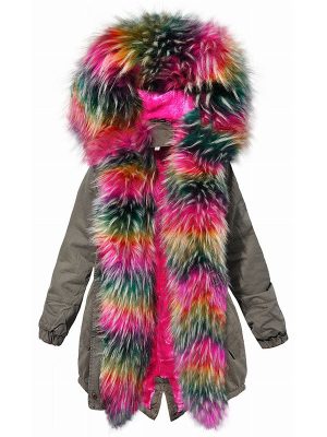 Rainbow fur parka