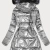 Women's metallic silver winter outfit