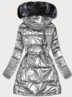 Women's metallic silver winter outfit