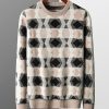 Knitted jacquard contrasting cashmere sweater