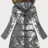 Ladies reversible winter jacket black silver