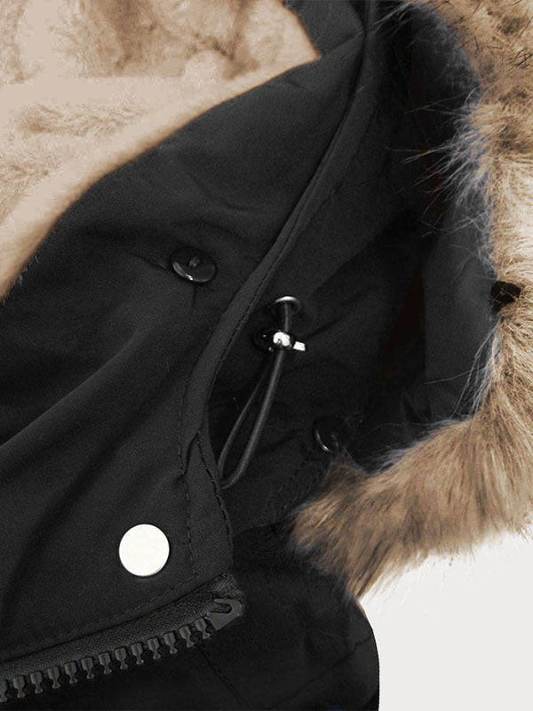 Teddy black/brown ladies winter parka coat