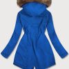 Teddy bear blue ladies winter parka coat