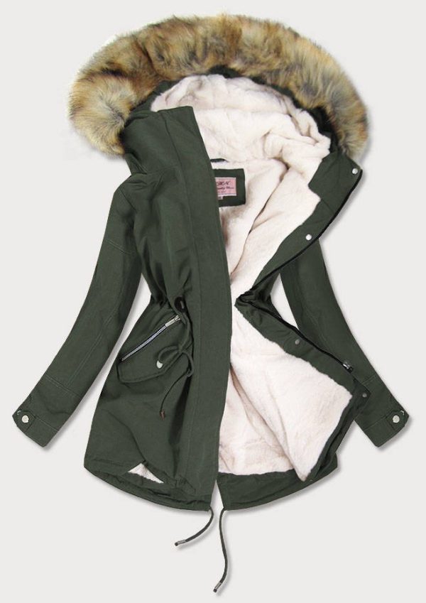 Ladies winter khaki parka coat