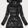 Metallic ladies winter jacket black