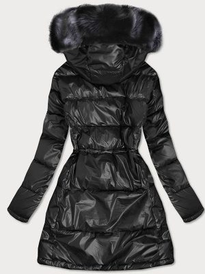 Metallic ladies winter jacket black