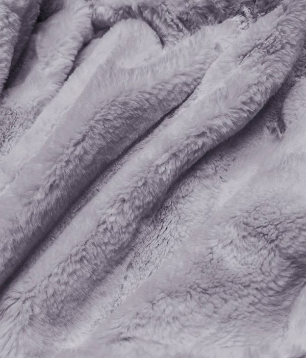 Women's fur lining denim jacket blue-grey