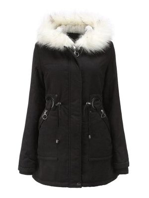 Ladies mid-length straight zipper down jacket