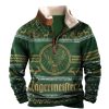 Men's Vintage Jgermeister Christmas Print Half-Zip Stand Collar Sweatshirt / [blueesa] /