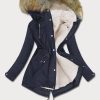 Women's parka with dark beige lining