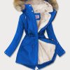 Teddy bear blue ladies winter parka coat