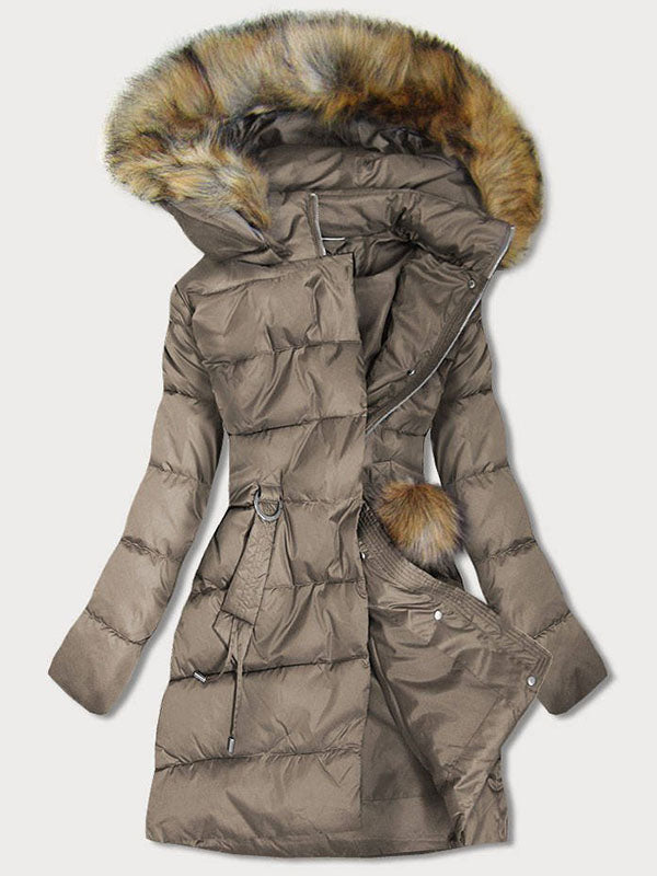 Brown stitched ladies winter jacket